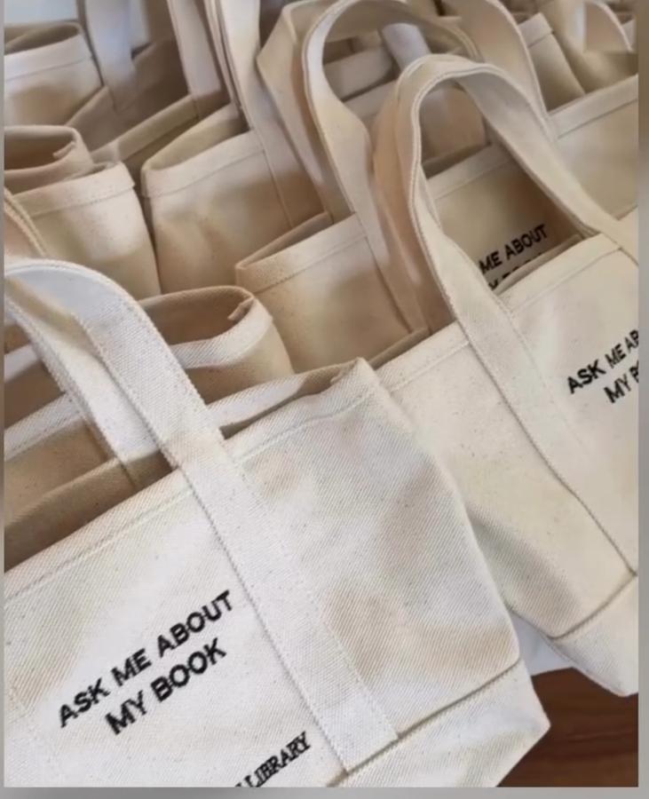 Embroidered canvas totes in bulk production