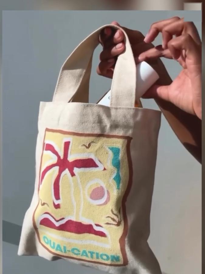 OUAI-CATION printed canvas tote